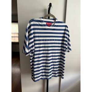 Supreme Overprint Stripe Short-Sleeve Top – Size S – Navy